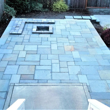 Patio, Bench & Fire Pit During Construction