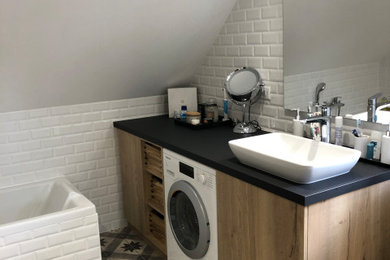 Idée de décoration pour une salle de bain.