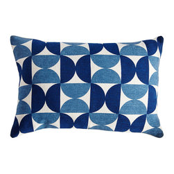 BLUE SEMICIRCLE PILLOW COVER &ndash; RECTANGLE - NEW - Decorative Pillows
