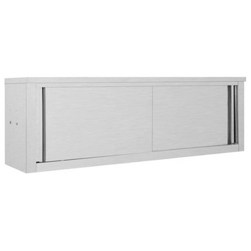 vidaXL Kitchen Wall Cabinet with Sliding Doors 59.1" Stainless Steel Storage