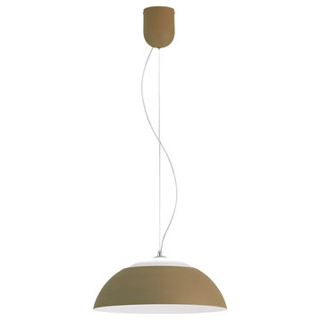 Marghera LED 18" Dome Pendant, Taupe Outer/White Inner