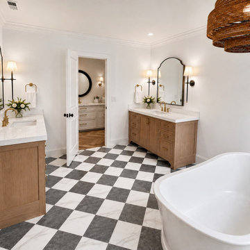 Custom Primary Bath with Dual Furniture-Style Vanities