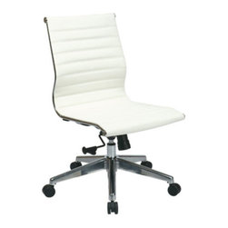 Mid Back White Leather Office Chair - Office Chairs