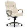 Pemberly Row Faux Leather Executive Office Chair with Adjustable Tilt in Ivory