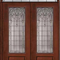 Prehung Transom Double Door 96 Fiberglass Palacio 3/4 Lite Glass - Front Doors