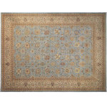 Bareens Designer Rugs - Turkish Knotted Istanbul Lester Blue/Tan Wool Rug - 10'3'' x 14'0'' - Designed with a mesmerizing intricate traditional motif this glorious hand knotted rug is a masterpiece that will fill any space with sophistication and grace. An exhilarating color pallet with an elaborate design, this masterpiece features luxurious hand spun wool with all vegetable dyes to add comfort and style to your decor. The design, color and beautiful chromatic composition with a sheen in traditional and transitional designs, exude beauty, elegance and quality make this rug a masterpiece of its own.