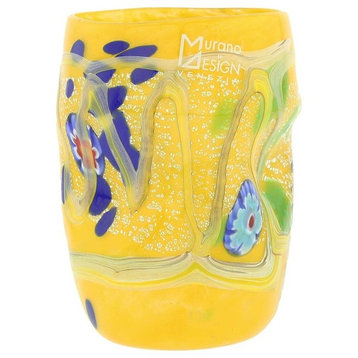 GlassOfVenice Murano Glass Modern Art Tumbler - Yellow