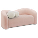 Meridian Furniture - Kali Faux Shearling Teddy Fabric Upholseterd  Loveseat, Pink - Go casual in your space with this Kali faux shearling teddy fabric loveseat. This uber-cozy loveseat is perfect for so many rooms in the home, from the living room or family room to a bedroom or basement. The faux shearling upholstery covers every square inch in yielding softness that cradles your body in the ultimate comfort. Eucalyptus wood construction makes the frame sturdy and stout, so the chair holds up to long-term use in your busy home.