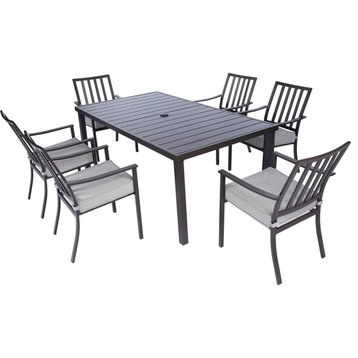 7 Pieces Dining Set, Weather Resistant Construction, Indoor or Outdoor Use, Gray