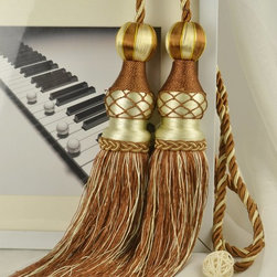 6 Colors QYM45 Polyester Curtain Tassel Tie Backs in Brown Color - Window Treatment Accessories