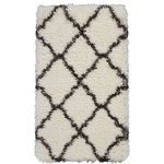 Nourison - Nourison Luxe Shag 2'2" x 3'9" Ivory/Charcoal Shag Indoor Area Rug - This exceptionally plush 2-inch-deep shag rug from the Nourison Luxe Shag Collection has the look and feel of luxuriously soft sheepskin, and makes a perfect addition to any casual room setting. Luxurious texture and Moroccan lattice pattern on soft ivory color for a warm, soothing accent.