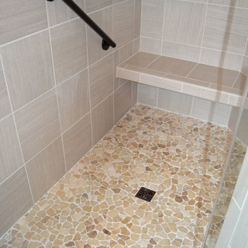 Bathroom Remodel with Cherry Slate Cabinets and Silestone Arctic Countertop