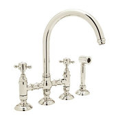 Country Kitchen High-Arc Bridge Faucet in Polished Nickel