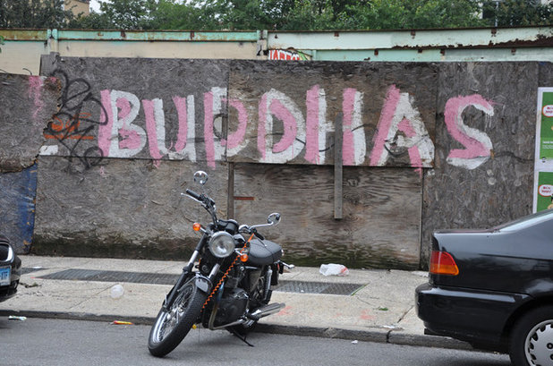 Contemporary Exterior Street Art - Buddhas (Brooklyn, NY)