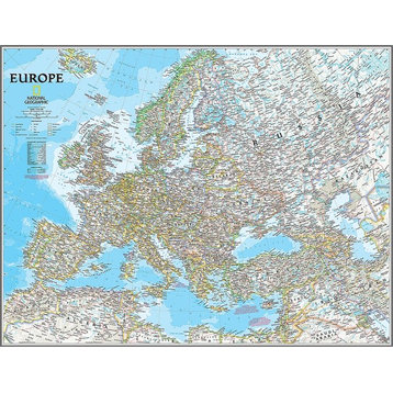 Classic Europe Map Wall Mural, Self-Adhesive Wallpaper