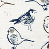 Bird Toile Regal Blue Chinoiserie Rod Pocket 24" Tailored Tier Curtain Panels