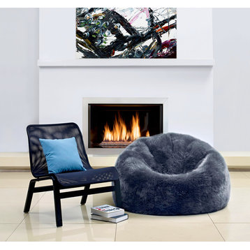 Sheepskin Longwool Lambskin Bean Bag, Steel