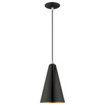 Livex Lighting - Livex Lighting 41175-68 Metal Shade - 7.38" One Light Mini Pendant - Featuring a clean and crisp modern look. This miniMetal Shade 7.38" On Shiny Black Shiny Bl *UL Approved: YES Energy Star Qualified: n/a ADA Certified: n/a  *Number of Lights: Lamp: 1-*Wattage:60w Medium Base bulb(s) *Bulb Included:No *Bulb Type:Medium Base *Finish Type:Shiny Black