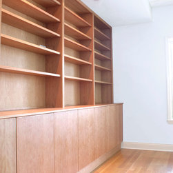 Built-in Cabinets with Hutch Shelving in Natural Cherry - Storage Cabinets