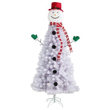 6.5' Snowman Artificial Christmas Tree With 804 Bendable Branches