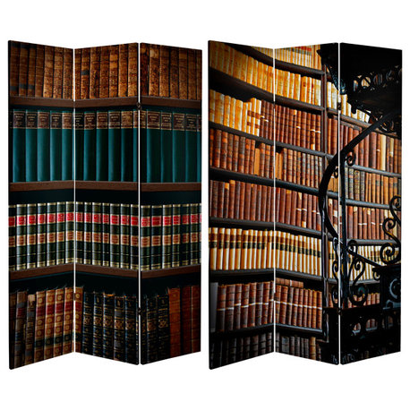 6' Tall Double Sided Library Canvas Room Divider