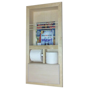 Montclair Combination Toilet Paper Holder Recessed Magazine Rack, Unfinished