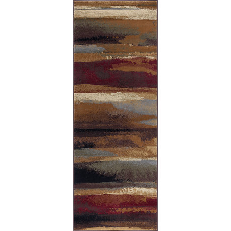 Dakota Contemporary Abstract Area Rug, Multi-Color, 2'7''x9'10''
