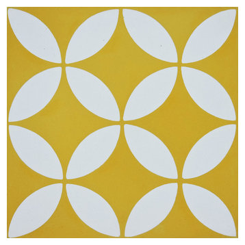 8"x8" Amlo Handmade Cement Tile, Yellow/White, Set of 12