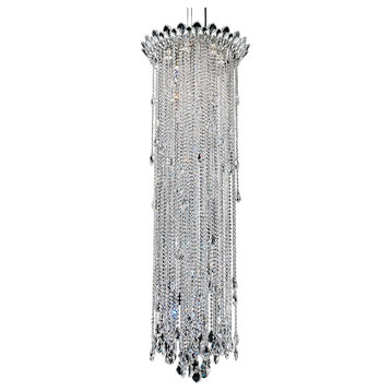 Trilliane Strands 6-Light Pendant in Stainless Steel With Clear Heritage Crystal