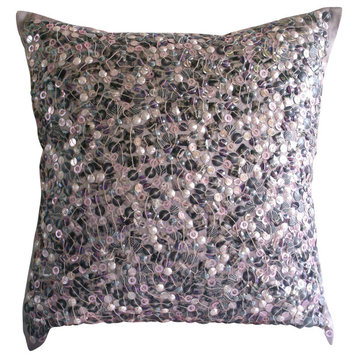 3D Metallic Sequins Pink Pillow Cases, Art Silk 16x16 Pillow Cover, Fairy Land