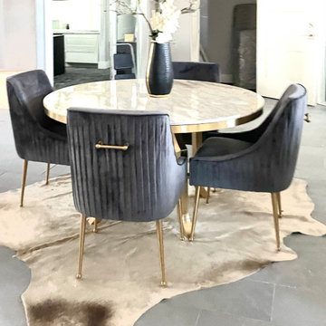 Brass and Marble 60" Round Dining Table
