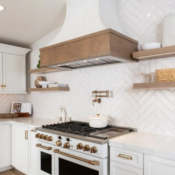 Full Feature: Custom Range Wall with Floating Shelves and Plaster Hood