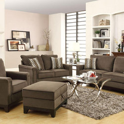 Mason Modern Chocolate / Brown Velvet Sofa Set - $1782.57 - Living Room Furniture Sets