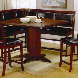 Lancaster 6 Piece Coner Counter Height Dining Set in Brown - Dining Sets