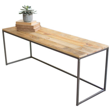 Farmhouse Minimalist Recycled Wood Bench Table Natural Dining Entryway Seat