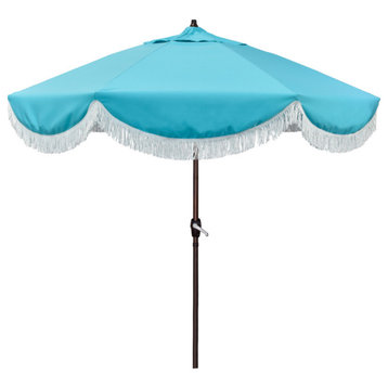 9' Surfside Patio Umbrella With Fiberglass Ribs and Fringe, Aruba
