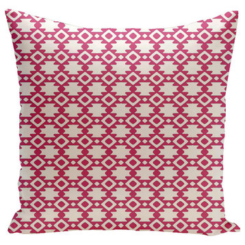Geometric Decorative Pillow, Fushia, 18"x18"