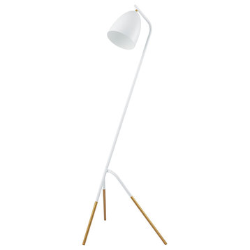 Westlinton, 1-Light Floor Lamp, White and Gold Leaf Finish, White Metal Shade