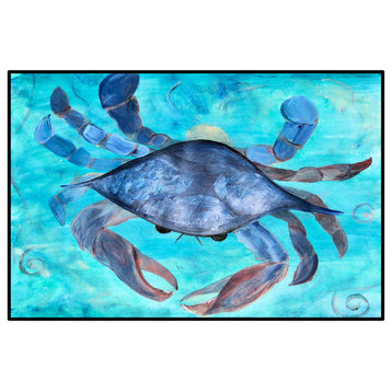 Blue Crab coastal door floor mat for indoor outdoor, 36"x60"