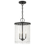 Livex Lighting - Black Transitional, Dazzling, Modern Classic, Pendant Chandelier - Decorative finishes complete the beautiful Elizabeth series with a refined quality. Clear crystal frills offer detailed elegance to the design of this three-light pendant chandelier.  Attract attention with the bold personality provided by this lovely fixture which is perfect for your living room, dining room, kitchen, small foyer, bathroom or bedroom. It is shown in a black finish with brushed nickel finish accents.