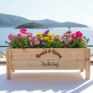Personalized Cedar Raised Planter Box for Family and Friends
