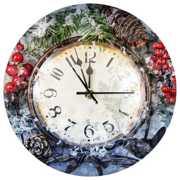 Christmas Atmosphere Oversized Rustic Metal Clock, 36x36