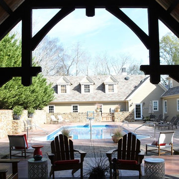 Heavy Timber Pool Pavilion with Fireplace in Alabama