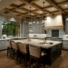 kitchen dark floors/white & dark cabinets