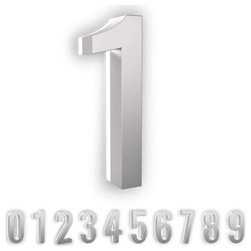 Address Numbers, 7-in. Durable ABS-Polymer, Silver, 1