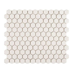 Metro Hex Glossy White Porcelain Mosaic Floor and Wall Tile - Mosaic Tile