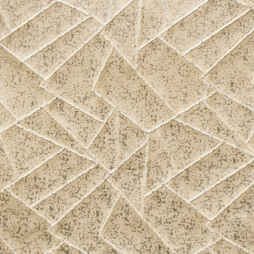 Beige Mosaics Foil Printed Fabric By The Yard, Mosaic Textured Fabric