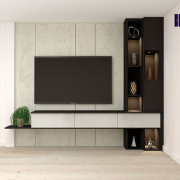 Wall Mounted TV Units in White Chromix Supplied by Inspired Elements