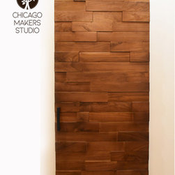 Staggered Solid Black Walnut Sliding Barn Door - Home Improvement