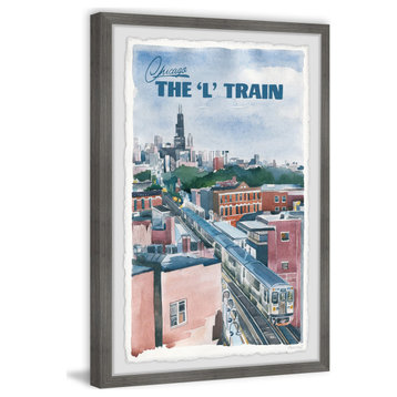 "The Chicago L Train" Framed Painting Print, 8x12